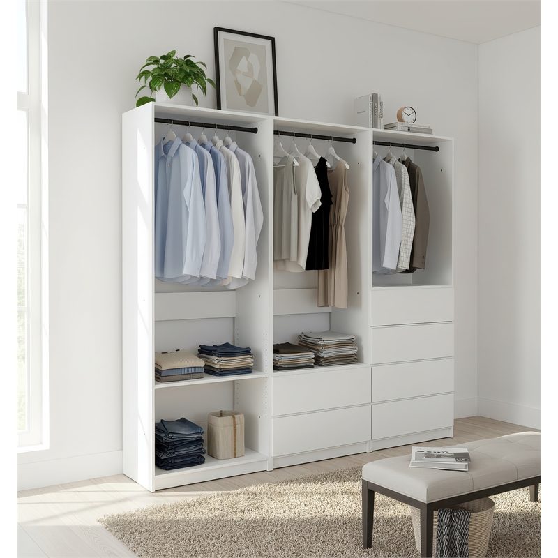 Klair Living Prosper White Freestanding Walk in Wood Closet System in Oak