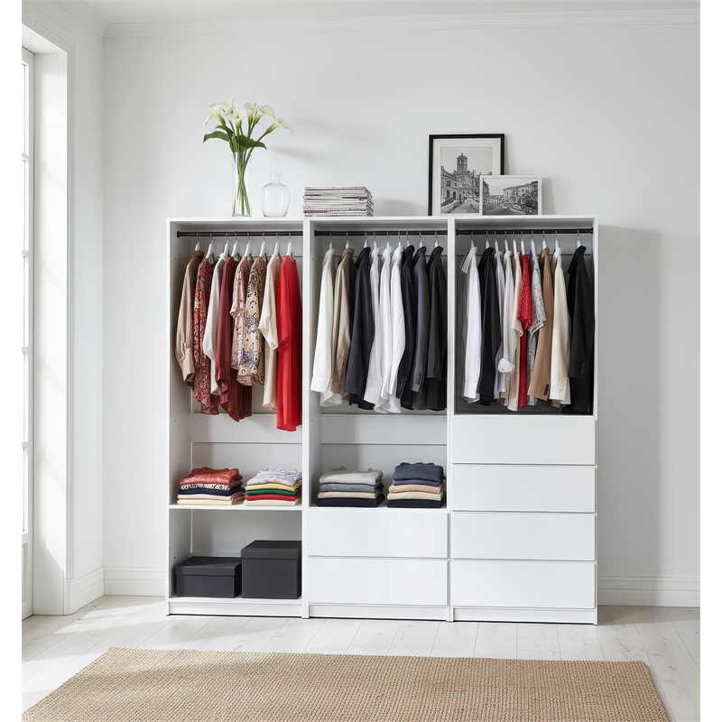 Klair Living Prosper White Freestanding Walk in Wood Closet System in Oak