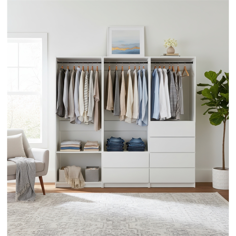Klair Living Prosper White Freestanding Walk in Wood Closet System in Oak
