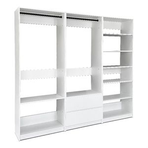 Klair Living Prosper White Freestanding Walk in Wood Closet System in Oak