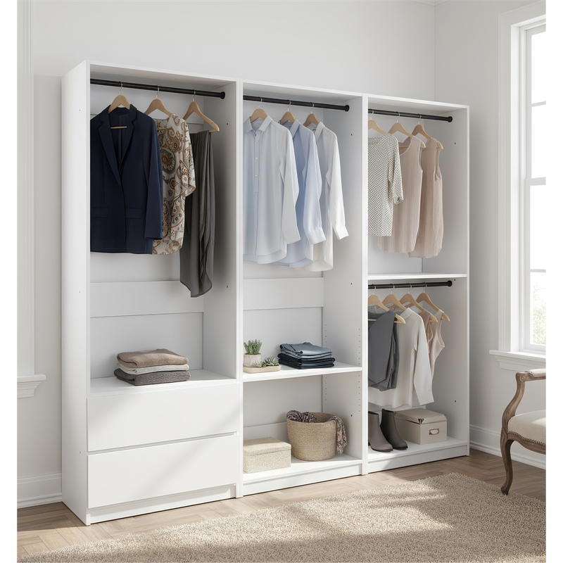 Klair Living Prosper White Freestanding Walk in Wood Closet System in Oak