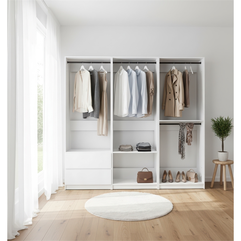 Klair Living Prosper White Freestanding Walk in Wood Closet System in Oak