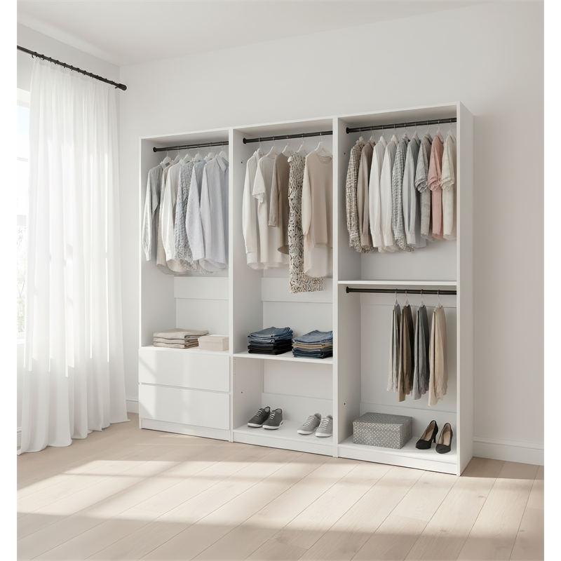 Klair Living Prosper White Freestanding Walk in Wood Closet System in Oak