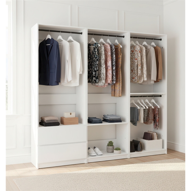 Klair Living Prosper White Freestanding Walk in Wood Closet System in Oak