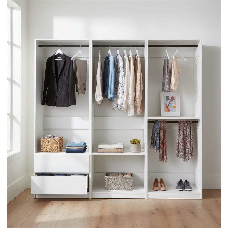 Klair Living Prosper White Freestanding Walk in Wood Closet System in Oak