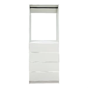 Klair Living Prosper 32&quot White Wood Walk-in Closet with Four Drawers