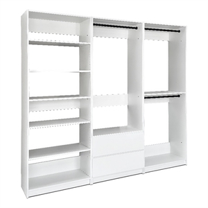 Klair Living Prosper White Freestanding Walk in Wood Closet System in Oak