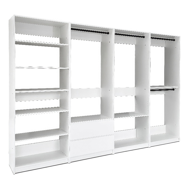Klair Living Prosper White Freestanding Walk in Wood Closet System in Oak