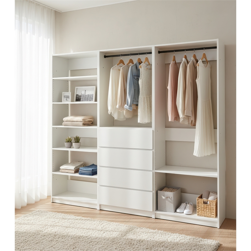 Klair Living Prosper White Freestanding Walk in Wood Closet System in Oak