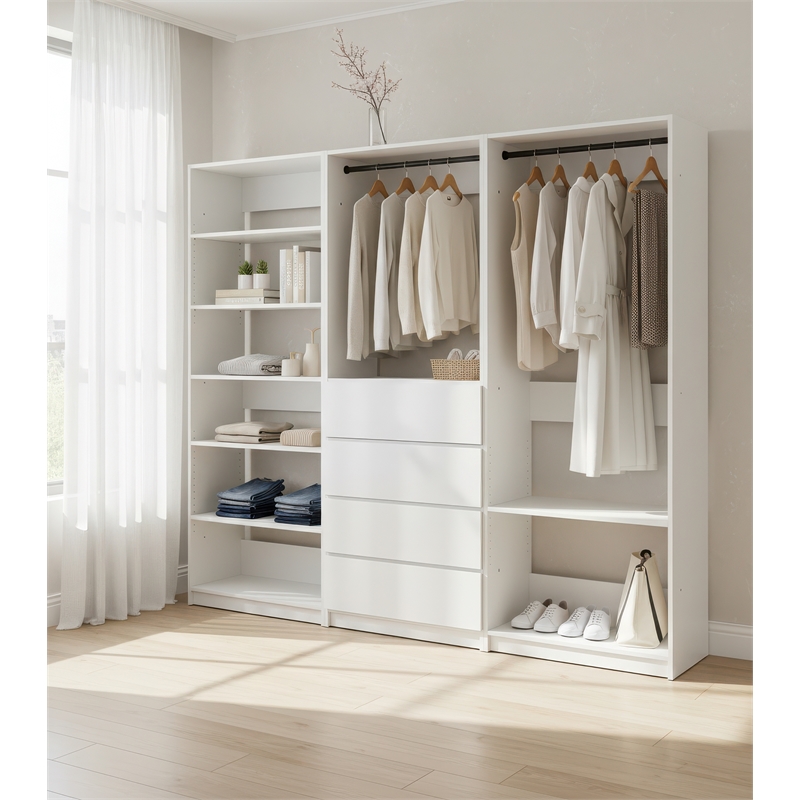 Klair Living Prosper White Freestanding Walk in Wood Closet System in Oak
