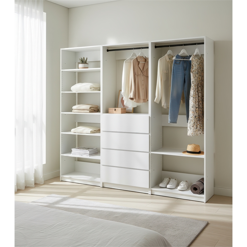Klair Living Prosper White Freestanding Walk in Wood Closet System in Oak