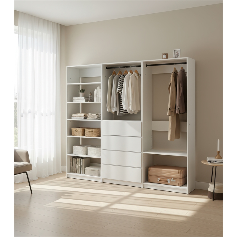 Klair Living Prosper White Freestanding Walk in Wood Closet System in Oak