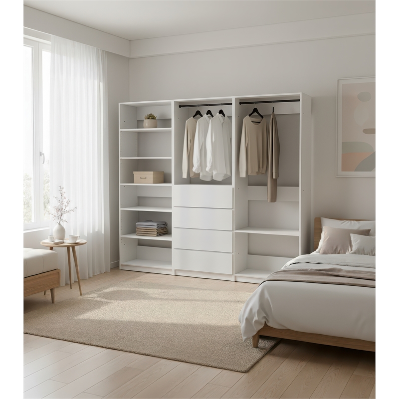 Klair Living Prosper White Freestanding Walk in Wood Closet System in Oak