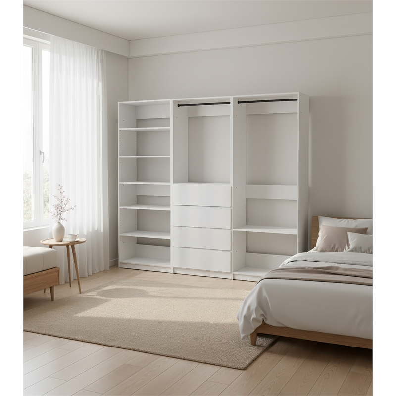 Klair Living Prosper White Freestanding Walk in Wood Closet System in Oak