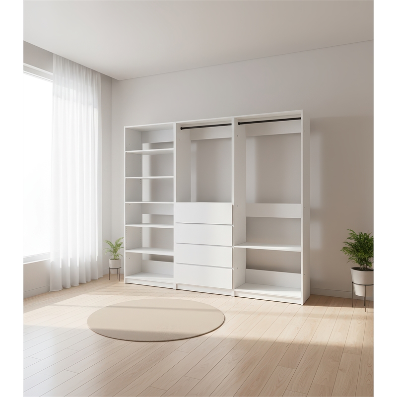 Klair Living Prosper White Freestanding Walk in Wood Closet System in Oak