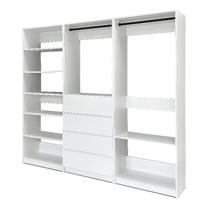 Klair Living Prosper White Freestanding Walk in Wood Closet System in Oak