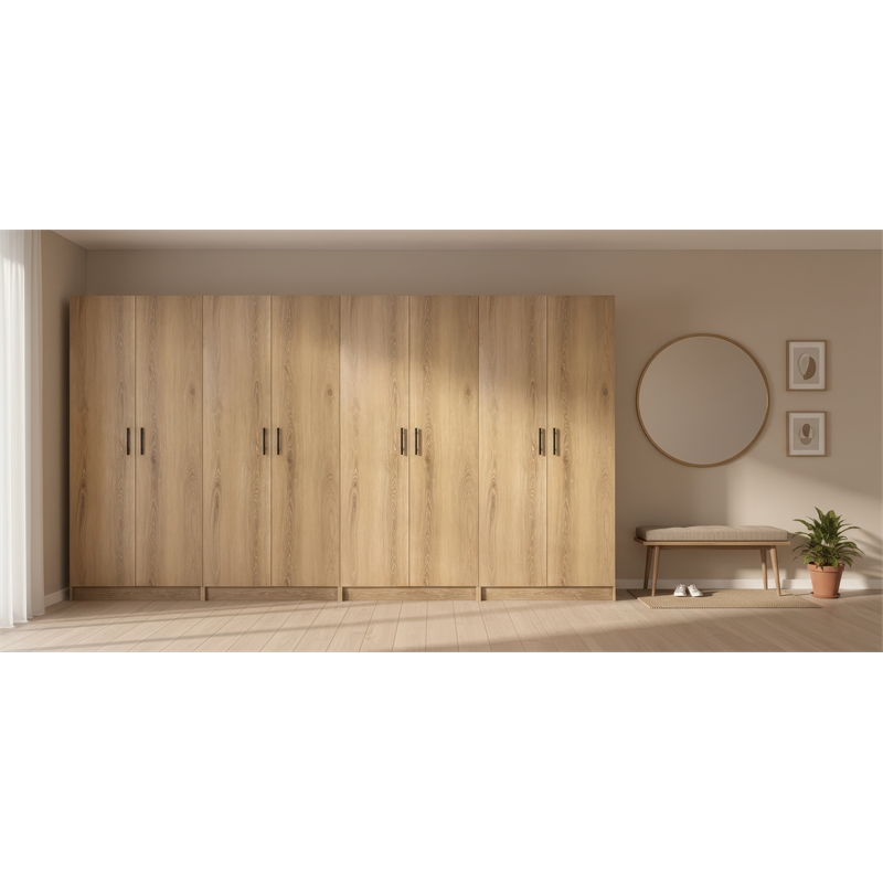 Klair Living Modex Multi-Purpose Utility Storage Cabinet (4-Piece Set) in Oak