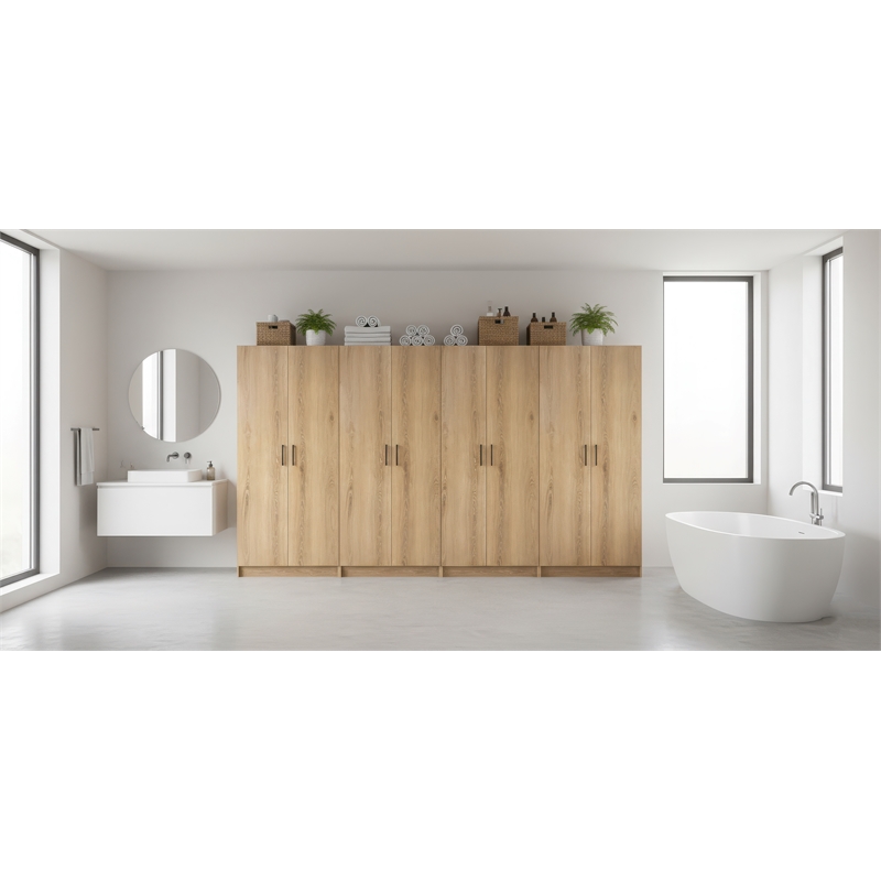 Klair Living Modex Multi-Purpose Utility Storage Cabinet (4-Piece Set) in Oak
