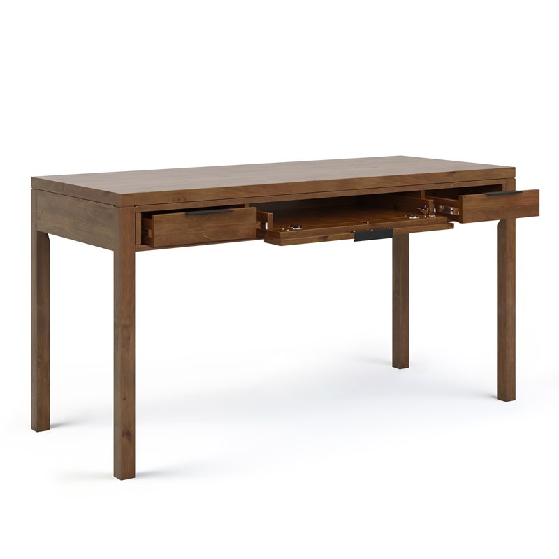 Simpli Home Solid Wood Medium Saddle Brown Desk Rectangular Contemporary 60