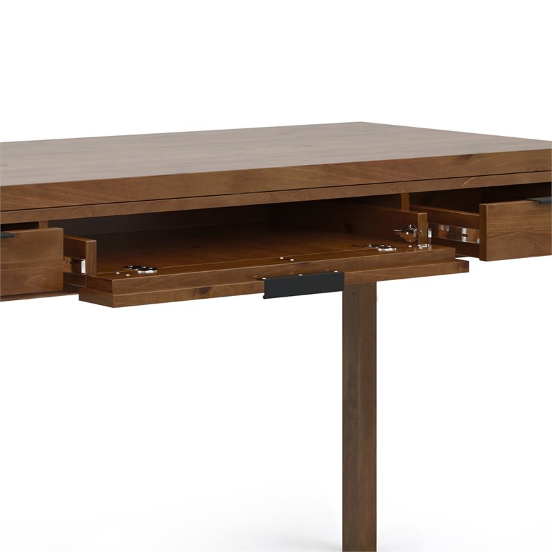 Simpli Home Solid Wood Medium Saddle Brown Desk Rectangular Contemporary 60