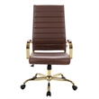 Urbanpro Modern High-Back Leather Office Chair With Gold Frame in Brown