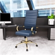 UrbanPro Modern Faux Leather/Steel High-Back Office Chair in Navy Blue/Gold