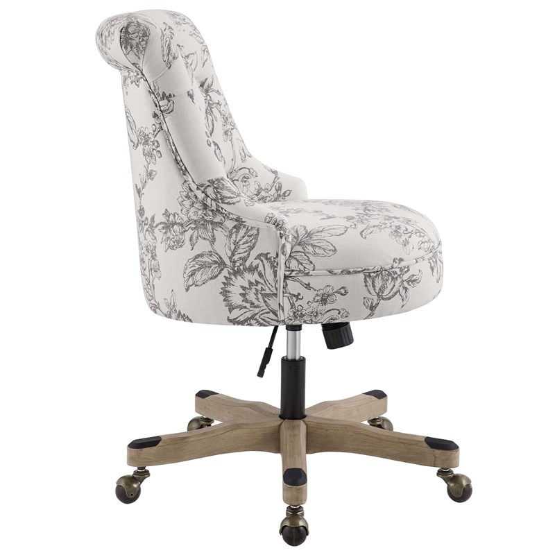 UrbanPro Rolling Fabric & Wood Swivel Office Chair in Gray/Natural