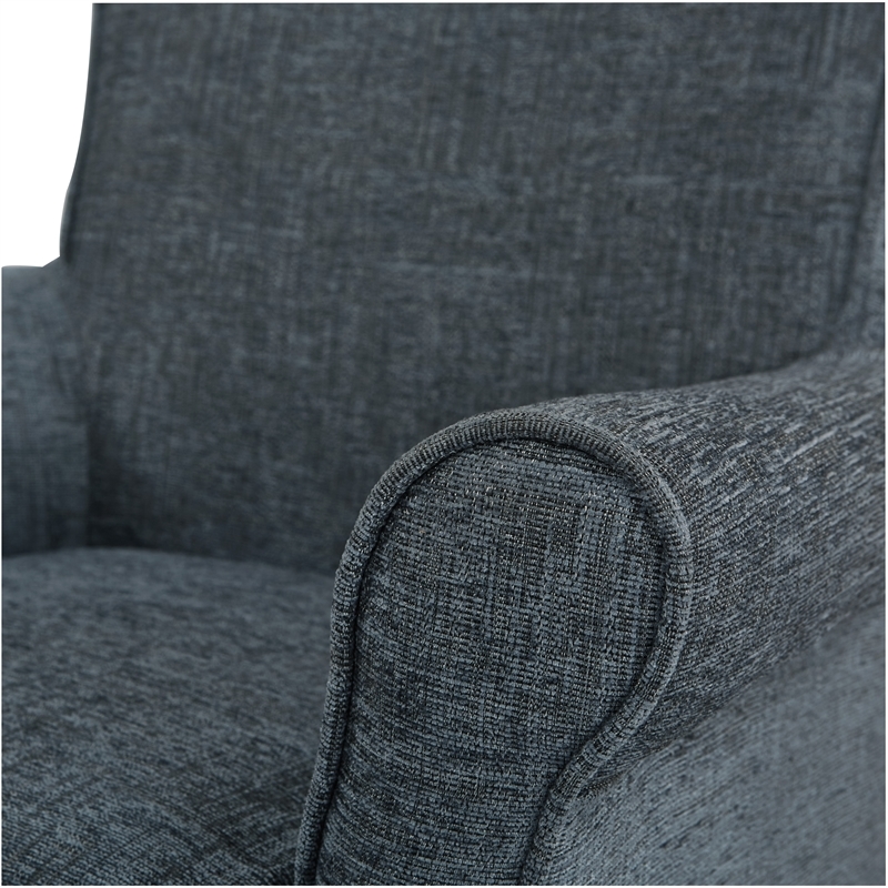 UrbanPro Contemporary Fabric/Wood Office Chair in Navy/Gray Wash