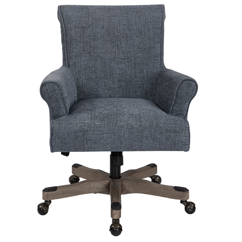 UrbanPro Contemporary Fabric/Wood Office Chair in Navy/Gray Wash