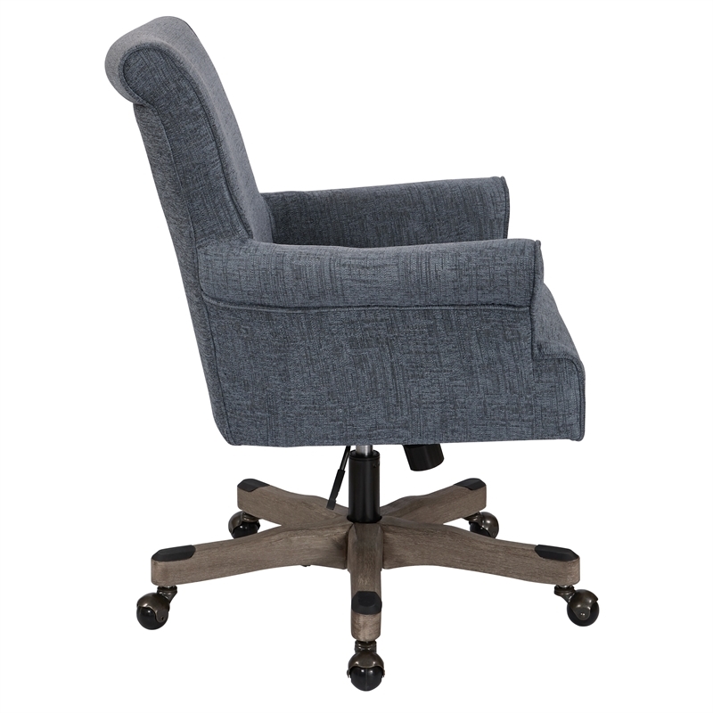 UrbanPro Contemporary Fabric/Wood Office Chair in Navy/Gray Wash