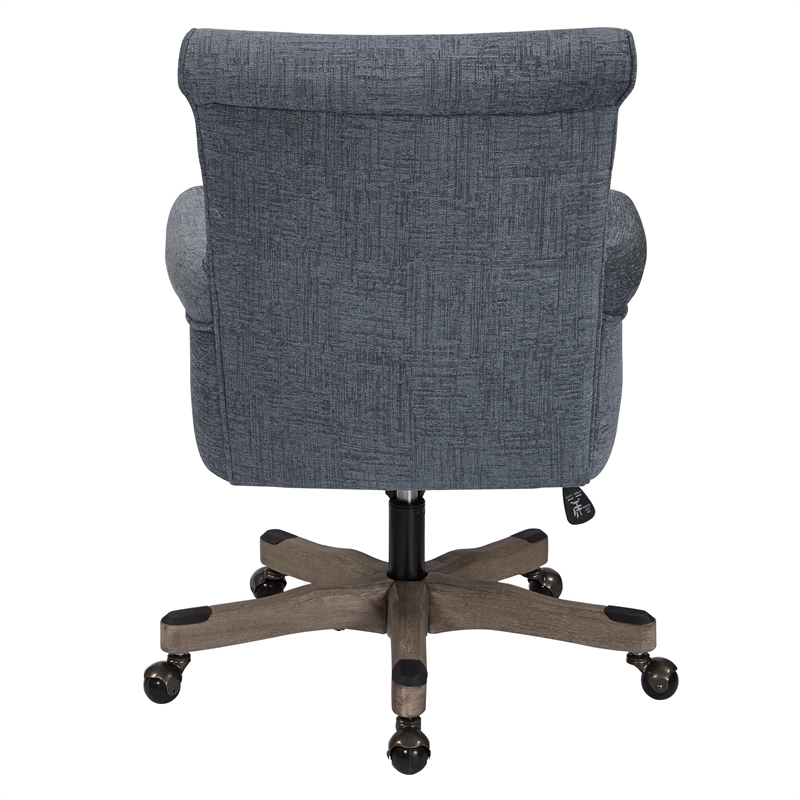 UrbanPro Contemporary Fabric/Wood Office Chair in Navy/Gray Wash