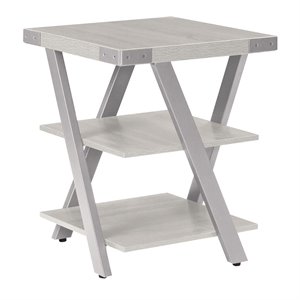 UrbanPro Contemporary 3 Shelf Wood End Table in White Ash