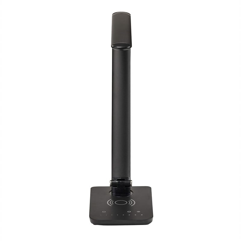 UrbanPro Modern LED Lamp with Wireless Charging Pad & USB Port in Black