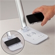 UrbanPro Modern LED Lamp with Wireless Charging Pad & USB Port in Silver