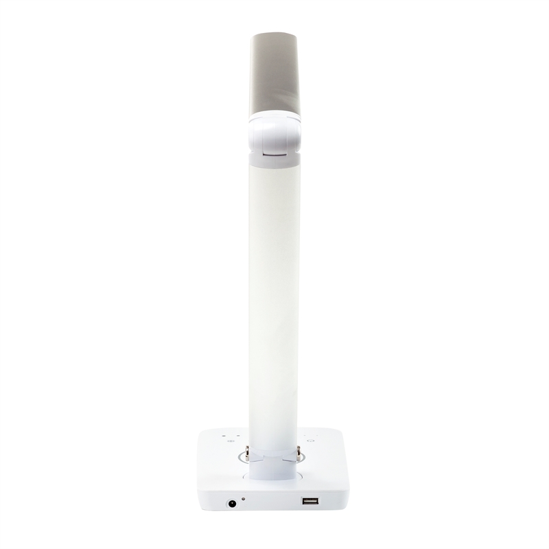 UrbanPro Modern LED Lamp with Wireless Charging Pad & USB Port in Silver