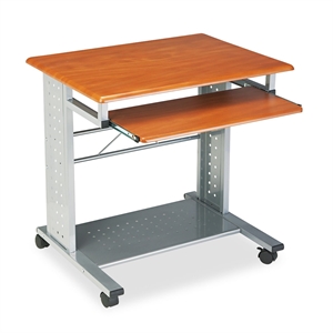 UrbanPro Transitional Mobile Metal Computer Cart in Cherry