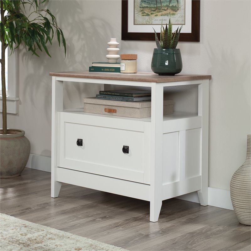 UrbanPro Engineered Wood Glacier White Lateral File Cabinet Rectangular Unassembled