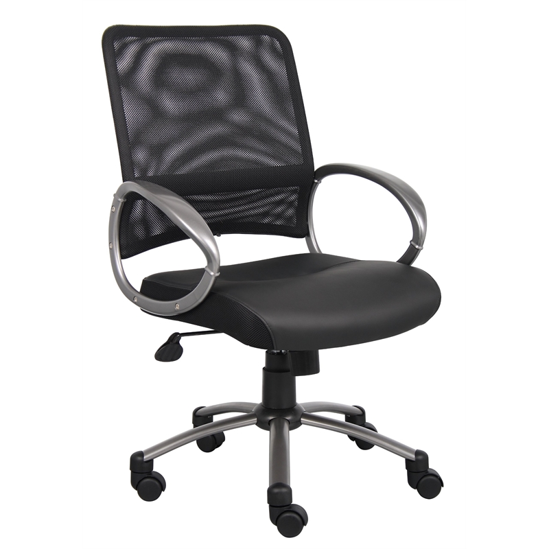 UrbanPro Contemporary Faux Leather Mesh Task Office Chair in Black