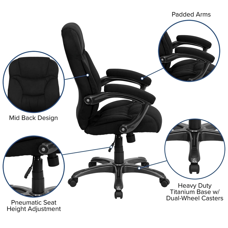 UrbanPro Contemporary Microfiber Upholstered High Back Office Chair in Black
