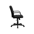 UrbanPro Contemporary Faux Leather Mid Back Chair with Padded Arms in Black
