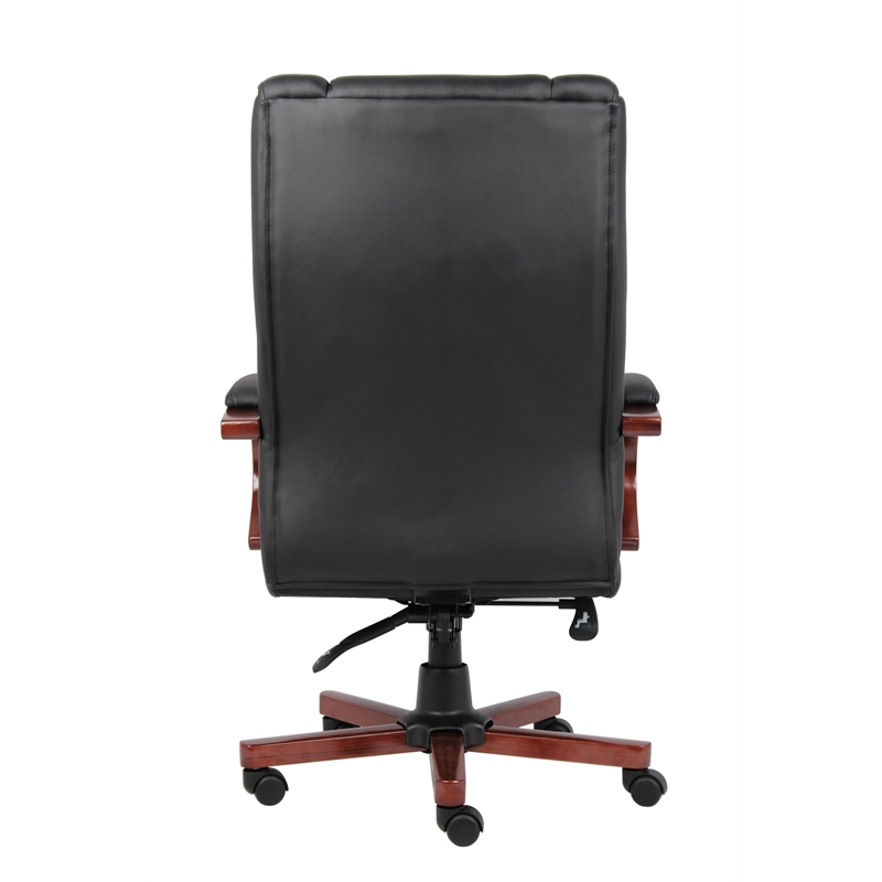 UrbanPro Faux Leather/Wood High Back Executive Office Chair in Black/Cherry