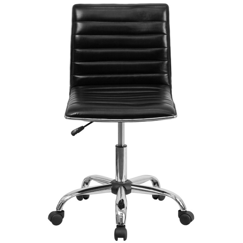 UrbanPro Mid Century Ribbed Faux Leather Office Chair in Black