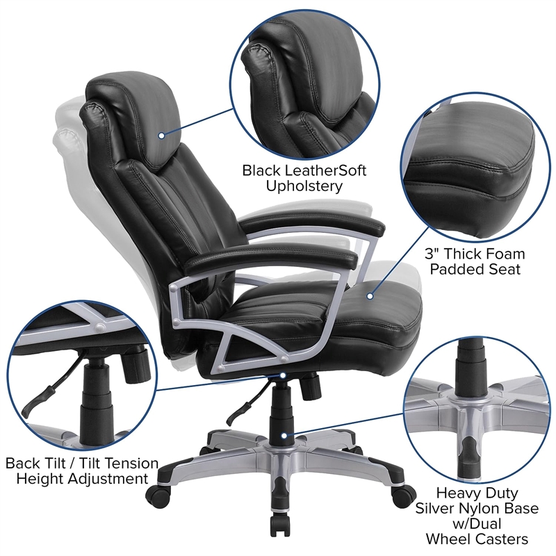 UrbanPro Big and Tall Leather Swivel Office Chair in Black