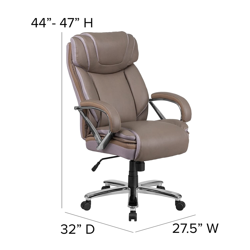 UrbanPro Contemporary Big and Tall Leather Office Chair In Taupe