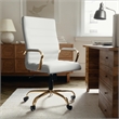 UrbanPro Contemporary Faux Leather High Back Swivel Office Chair in White/Gold
