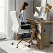 UrbanPro Contemporary Faux Leather High Back Swivel Office Chair in White/Gold