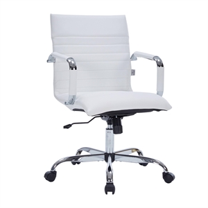 UrbanPro Modern Leather Adjustable Swivel Office Chair in White