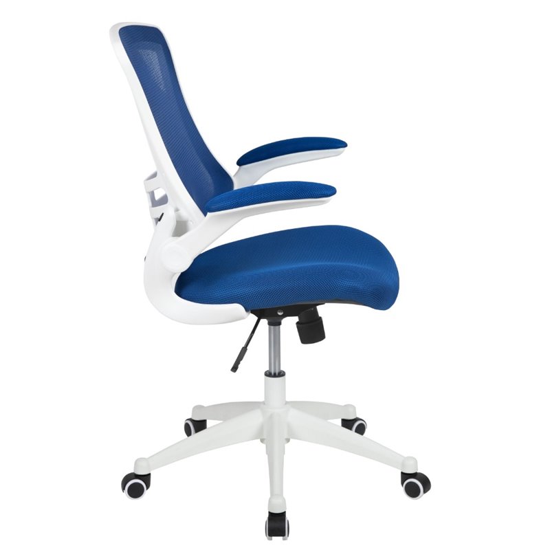 UrbanPro Contemporary Mid Back Mesh Office Swivel Chair in Blue and White