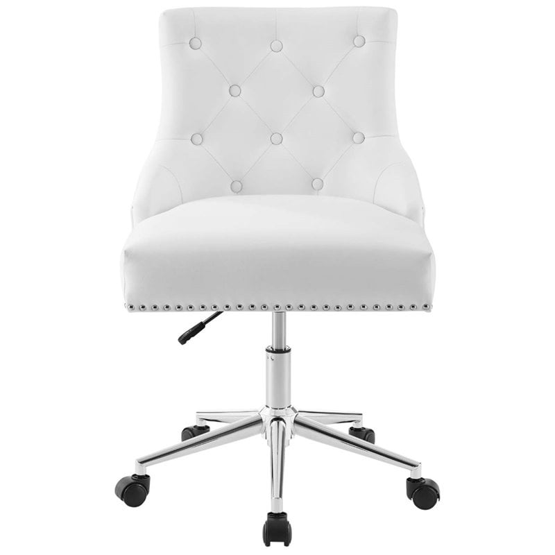 UrbanPro Modern Faux Leather Button Tufted Swivel Office Chair in White