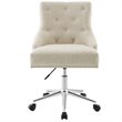 UrbanPro Modern Fabric Upholstered Button Tufted Swivel Office Chair in Beige